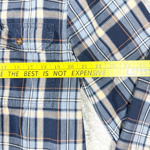 Carhartt Men’s L Blue Tan Plaid Long Sleeve Button Up Workwear Shirt - Picture 8 of 10